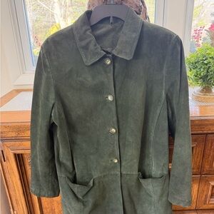 J. Jill Dark Green Suede Trench Coat